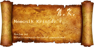 Nemcsik Kristóf névjegykártya